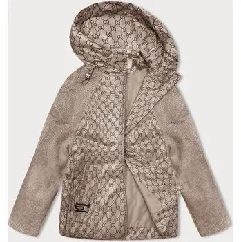 Dámská bunda Oversize bunda ve velbloudí barvě z různých spojených materiálů Vaston pro přechodné období (F-23729-2#) odstíny béžové S (36)