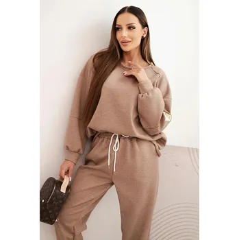Dámská halenka Komplet dámský máslový s volnou mikinou a kalhotami s nápisem LOVE khaki UNI