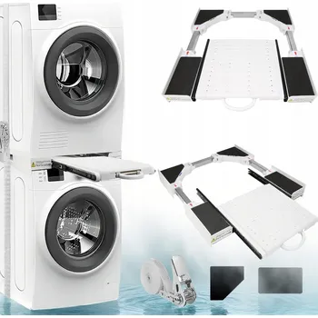 Praní a péče o prádlo Univerzální spojovací díl pro pračku a sušičku 54-69,5 cm s výsuvnou policí, stabilní