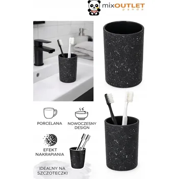 Držák na kartáček PORCELÁNOVÝ KELÍMEK DO KOUPELNY – ČERNÝ, NA KARTÁČKY A DALŠÍ PŘÍSLUŠENSTVÍ