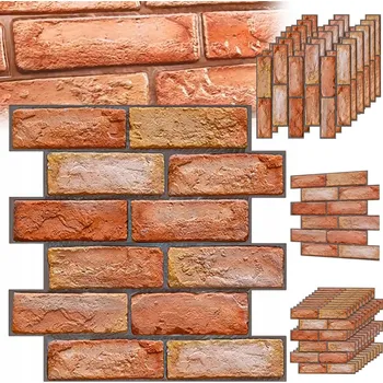 Obraz DEKORATIVNÍ PVC OBKLADOVÉ PANELY ČERVENÁ CIHLA 3D IMITACE CIHELNÉ STĚNY - 20 KS