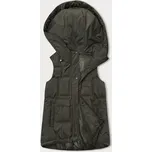Péřová dámská vesta v khaki barvě (B8153-11) odstíny zelené L (40)