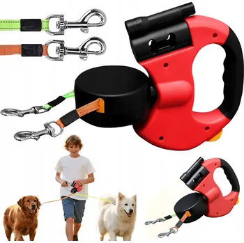 Vodítko pro psa VODÍTKO DVOJITÉ VODÍTKO PRO DVA PSY S LED OSVĚTLENÍM 3M