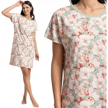 Dámské noční prádlo MORAJ BAVLNĚNÁ KOŠILE NOČNÍ DÁMSKÁ KVĚTINOVÝ VZOR POHODLNÁ KE KOLENŮM 3XL