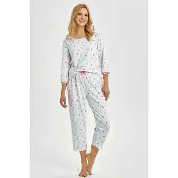 Pánské pyžamo 3432 DÁMSKÉ DLOUHÉ PYŽAMO ELODIE S-L bílá S