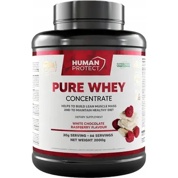 Protein Human Protect Pure Whey 2 kg Proteinový koncentrát WPC Bílá Čokoláda s malinami