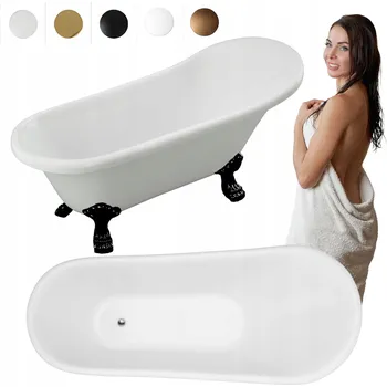 Vana VOLNĚ STOJÍCÍ VANA ISABEL AKRYLÁTOVÁ RETRO 150 X 75 CM BÍLÁ, NOHY ČERNÉ