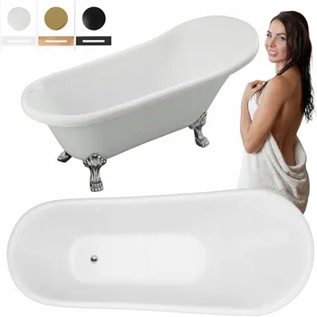 Vana VOLNĚ STOJÍCÍ VANA ISABEL AKRYL RETRO + SIFON A ZÁTKA 3 150X75X72 BÍLÁ