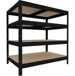 Bezšroubový regál Biedrax 35 x 60 x 90 cm, černý, 4 police MDF, nosnost 200 kg na polici