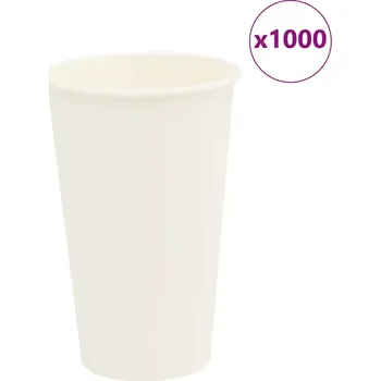 Jednorázové nádobí Papírové kelímky, 1000 ks, 16oz, 400 ml, bílé