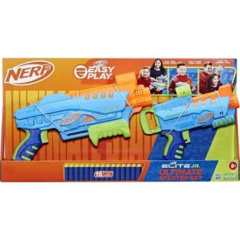 Dětská zbraň Nerf Elite Jr Ultimate Starter Set, 2 snadno ovladatelné pěnové blastery, 15 Nerf
