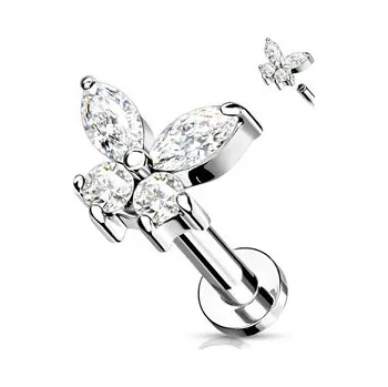 Piercing LB0023C-1206 Labreta / helix / tragus piercing - motýlek