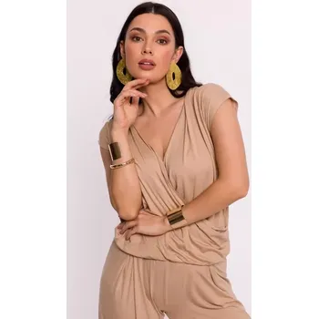 Dámské oblečení B288 Viskózový zavinovací top s výstřihem do V - cappuccino EU M
