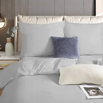 Povlečení POVLEČENÍ BAVLNA SATÉN 220X200 + 2X POVLEČENÍ NA POLŠTÁŘ 70X80 JEDNOBAREVNÉ SV. ŠEDÉ