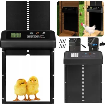 AUTOMATICKÁ DVÍŘKA DO KURNÍKU VODĚODOLNÉ OTEVÍRÁNÍ DVEŘÍ S ČASOVAČEM A LCD