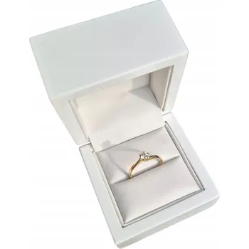 Dárková krabička DŘEVĚNÁ KRABIČKA OBAL NA ZÁSNUBNÍ PRSTÝNEK BÍLÁ KRABIČKA NOVÁ