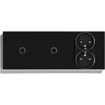 vypínač DOTYKOVÝ SPÍNAČ 1+1 DVOJITÁ ZÁSUVKA ELEKTRICKÁ SKLENĚNÝ VYPÍNAČ