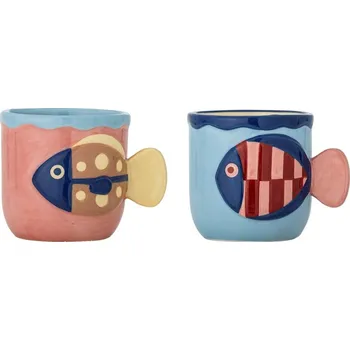 Příbor Bloomingville Sada dvou hrnků WILLY s motivem ryby, kamenina