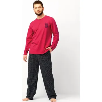 Pánské pyžamo Key MNS 471 B25 délka/r M-2XL kaštanově-černá XL