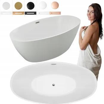 Vana VOLNĚ STOJÍCÍ AKRYLÁTOVÁ VANA SKYLER + SIFON A ZÁTKA 3 180X80X58 BÍLÁ