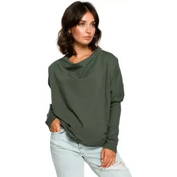 Dámské oblečení B094 Oversized top s výstřihem do V na zádech - vojensky zelený EU 2XL/3XL