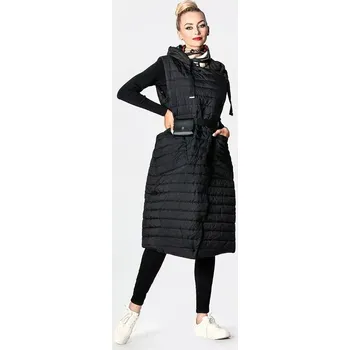 Dámská vesta Dlouhá černá dámská prošívaná vesta (JIN219) odstíny černé S (36)