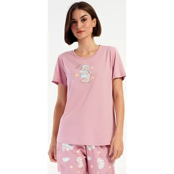 Pánská móda Dámské pyžamo kapri Méďa s polštářem starorůžová XXL