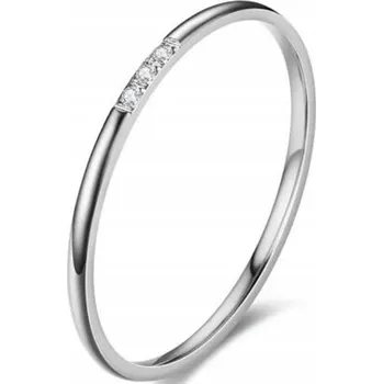 Prsten Stříbrný Prstýnek s Diamanty a Zirkony Jemný Kroužek z Ocel Oceli