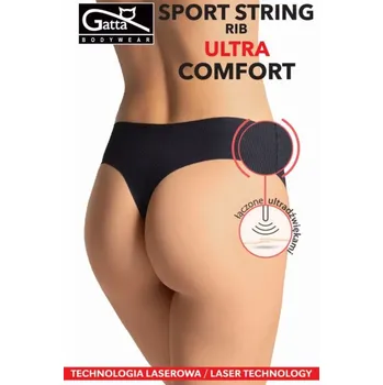 Kalhotky Dámské tanga SPORT STRING RIB ULTRA COMFORT Černá - Gatta Barva: černá, Velikost: L