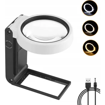 Lupa Zvětšovací lupa klenotnická kosmetická stolní skládací SKLO 10X 25X