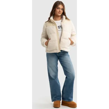 Dívčí oblečení BIG STAR Dívčí bunda s vysokým límcem krémová Teddi 103, velikost 140