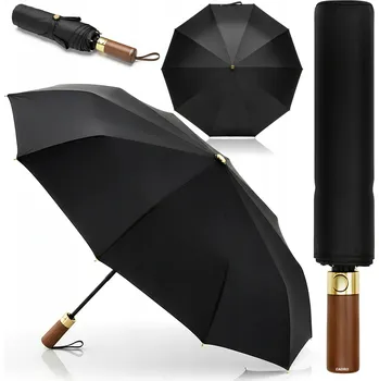 Skládací automatický pánský deštník velký černý voděodolný