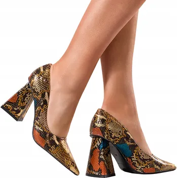 Dámské lodičky Lodičky Dámské Ozdobný Podpatek Špičatá Špička Kožená Stélka Zlaté vel. 36