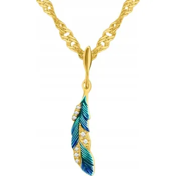 Náhrdelník Zlatý Náhrdelník Řetízek s Přívěskem Pírko Stříbro O Ryzosti 925 50 cm