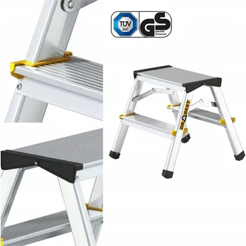 Žebřík Žebřík DRABEST hliníkový 2-stupňový 150 kg 2,38 m