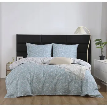 Povlečení POVLEČENÍ 140x200 + POVLEČENÍ NA POLŠTÁŘ 70x80 OBOUSTRANNÉ BAVLNĚNÝ SATÉN LISTY