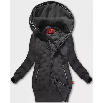 Dámská mikino-bunda v grafitové barvě s kapucí LHD (AMG-162A) odstíny šedé S (36)