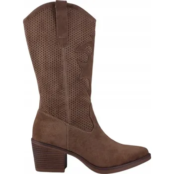 Dámská zimní obuv Ažurové kovbojské boty na podpatku se zipem EVENTO 25KZ02-9450 béžové vel.36