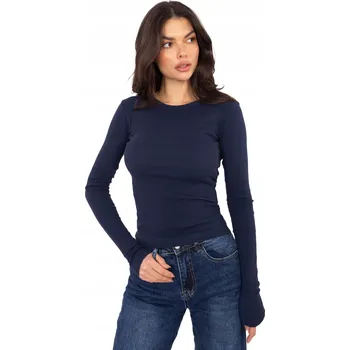 Dámské tričko Dámské basic tričko s dlouhým rukávem, slim fit, jednobarevné