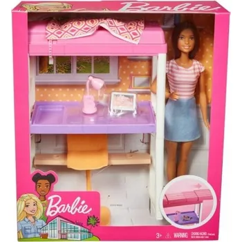 Panenka Barbie Ložnice s panenkou a patrovou postelí FXG52
