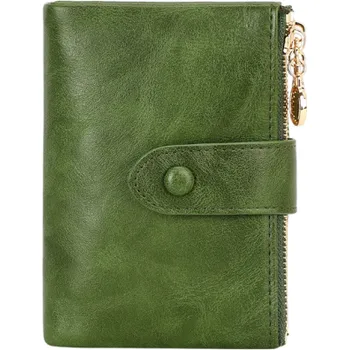 Peněženka Dámská rozkládací peněženka 13 x 9 x 3 cm Umělá kůže Velká kapacita na kreditní debetní a věrnostní karty Elegantní provedení zelená
