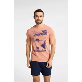 Pánská móda Pyžamo Fearless 40685-24X Broskvová a tmavě modrá - Henderson XXL