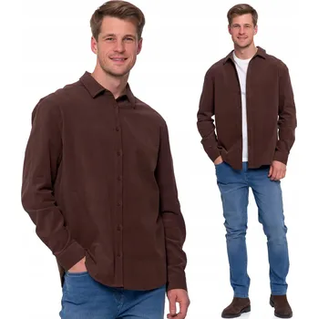 Pánská košile Stylová Hladká Pánská Košile Manšestrová 100% Bavlna Dlouhý Rukáv MORAJ L