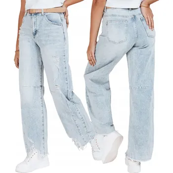 Dámské džíny Dámské džíny baggy s vysokým pasem modré UY2431 - L