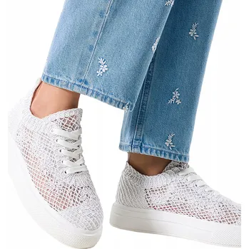 Dámské tenisky Dámské Bílé Tenisky Creepers Krajkové Pohodlné na Platformě vel. 38