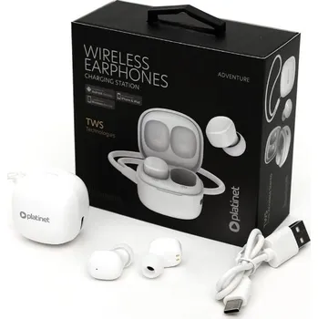 Elektronika PLATINET TWS EARBUDS PM1001W BT V5.3 + CHARGING CASE 180mAh MIDNIGHT WHITE