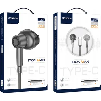 Sluchátka Drátová Sluchátka USB-C Do uší s mikrofonem Originální SENDEM Iron Man