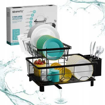 Odkapávač na nádobí Dvoupatrový odkapávač na nádobí s otočným odtokem
