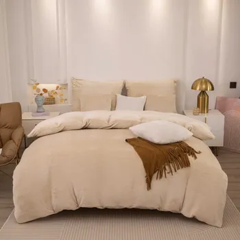 Povlečení POVLEČENÍ 200x220 + 1x POVLEČENÍ NA POLŠTÁŘ, TEPLÉ, ZIMNÍ, MEDVÍDEK BÉŽOVÁ