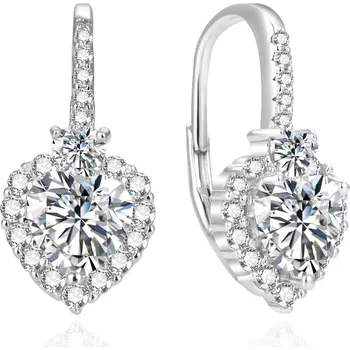 Náušnice Blyštivé stříbrné náušnice Srdíčka AGUC389L Beneto